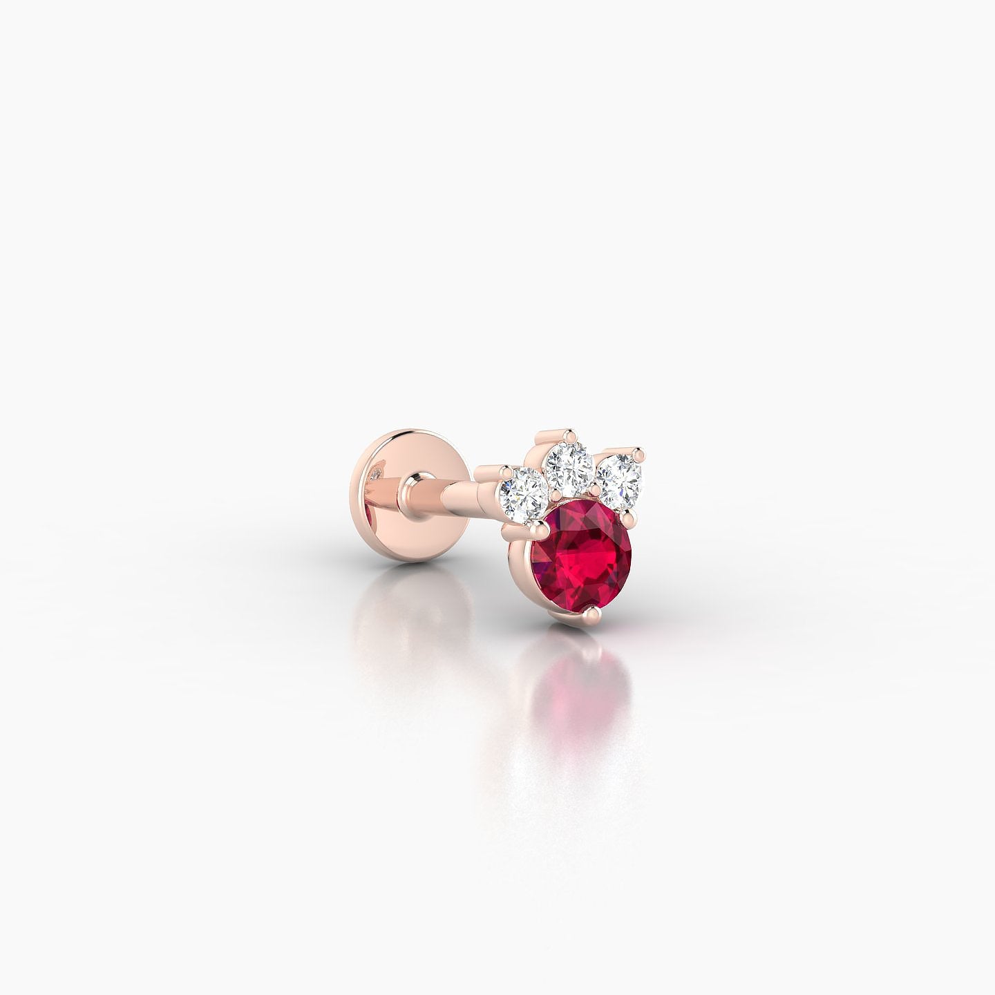 Sedna | 18k Rose Gold 6.5 mm 5.5 mm Ruby & Diamond Nostril Piercing