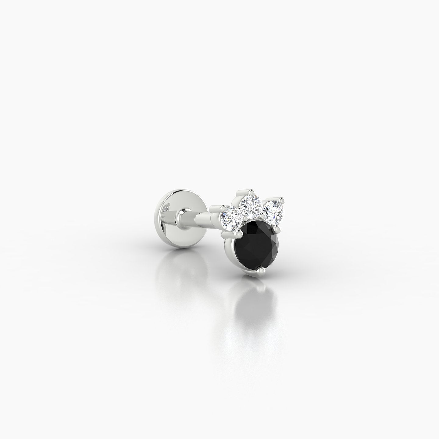 Sedna | 18k White Gold 6.5 mm 5.5 mm Black Diamond & Diamond Nostril Piercing