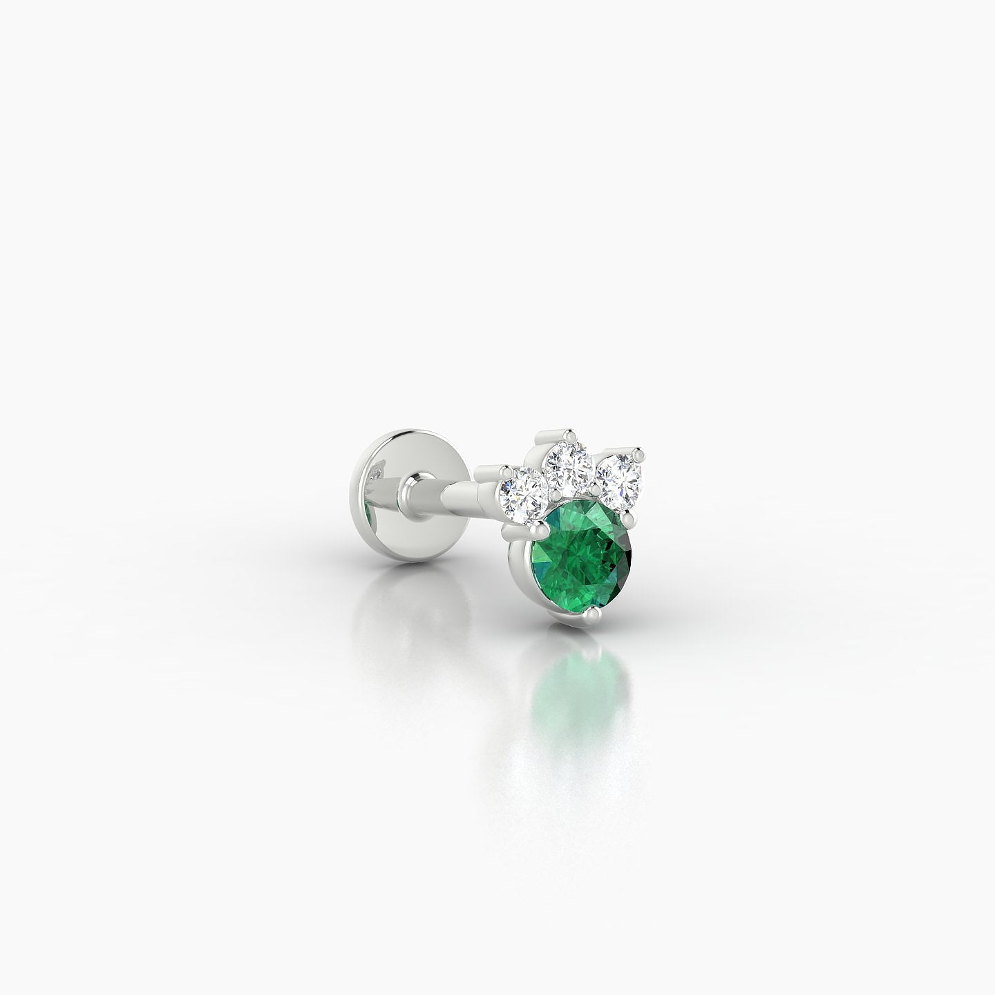 Sedna | 18k White Gold 6.5 mm 5.5 mm Emerald & Diamond Nostril Piercing