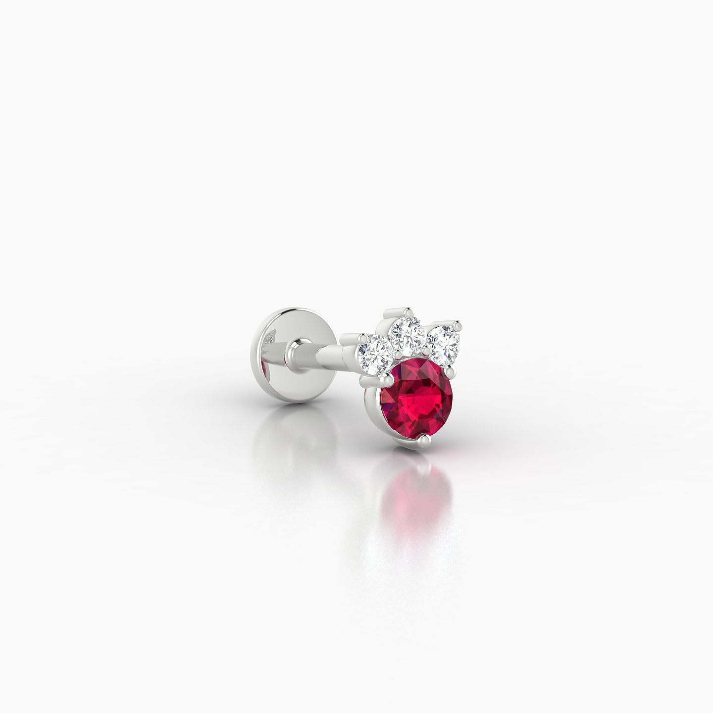 Sedna | 18k White Gold 6.5 mm 5.5 mm Ruby & Diamond Nostril Piercing