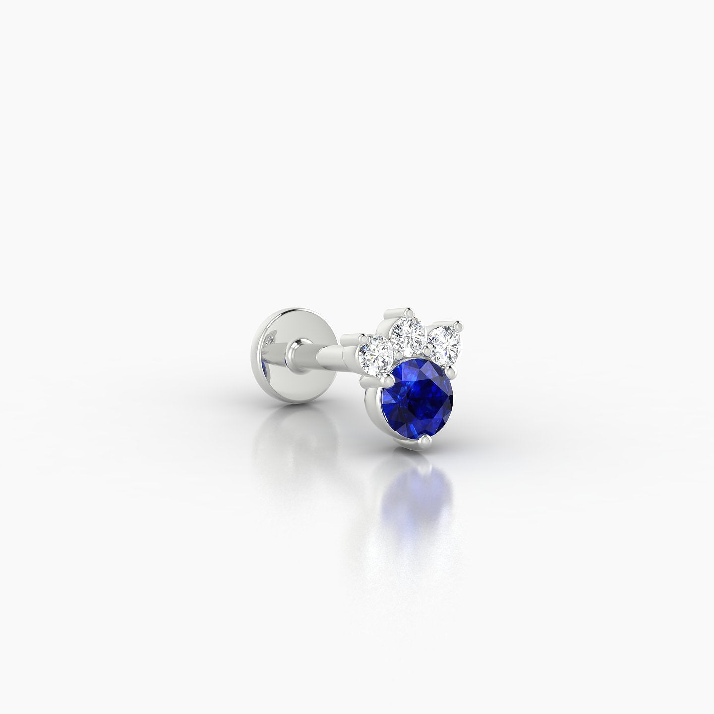 Sedna | 18k White Gold 6.5 mm 5.5 mm Sapphire & Diamond Nostril Piercing