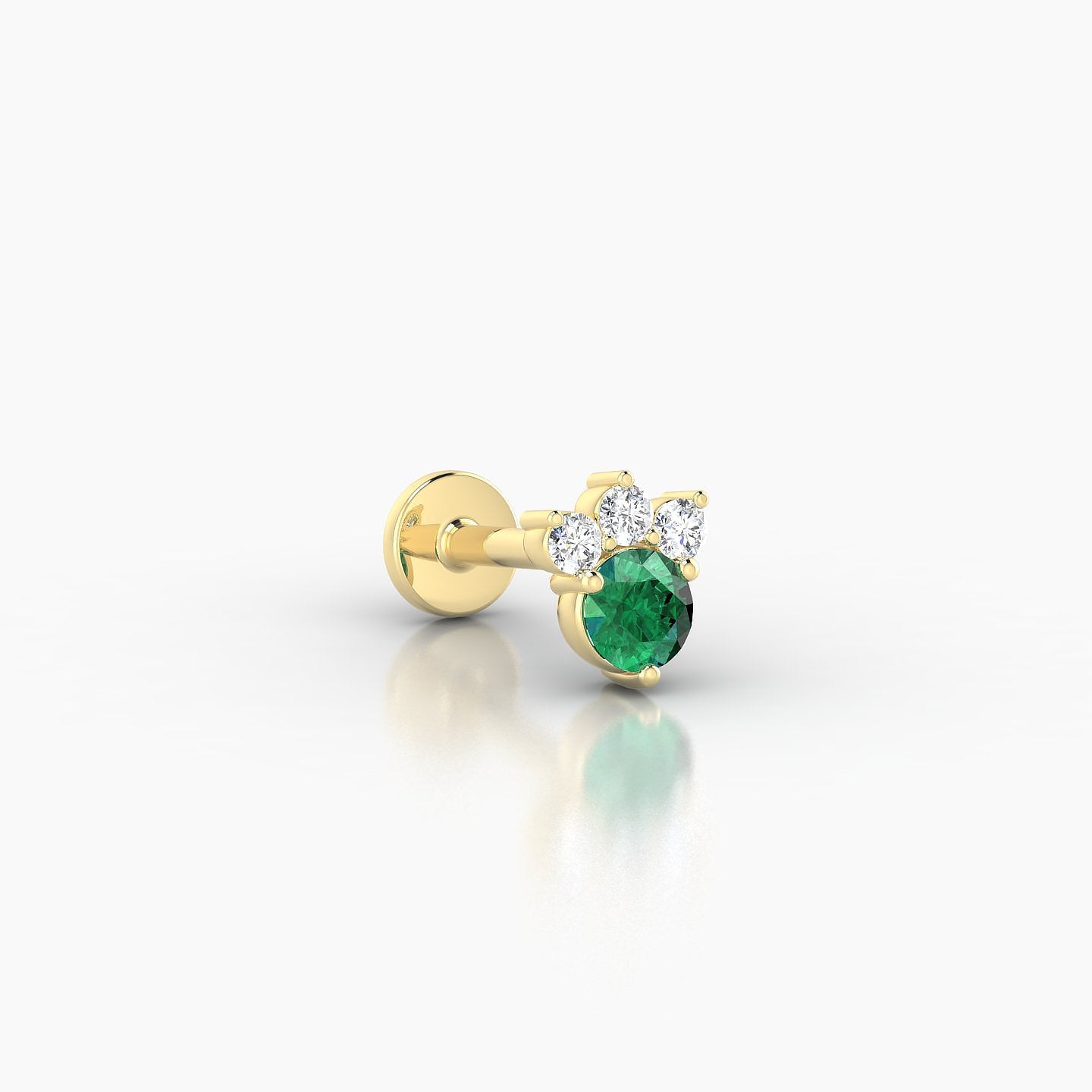 Sedna | 18k Yellow Gold 6.5 mm 5.5 mm Emerald & Diamond Nostril Piercing