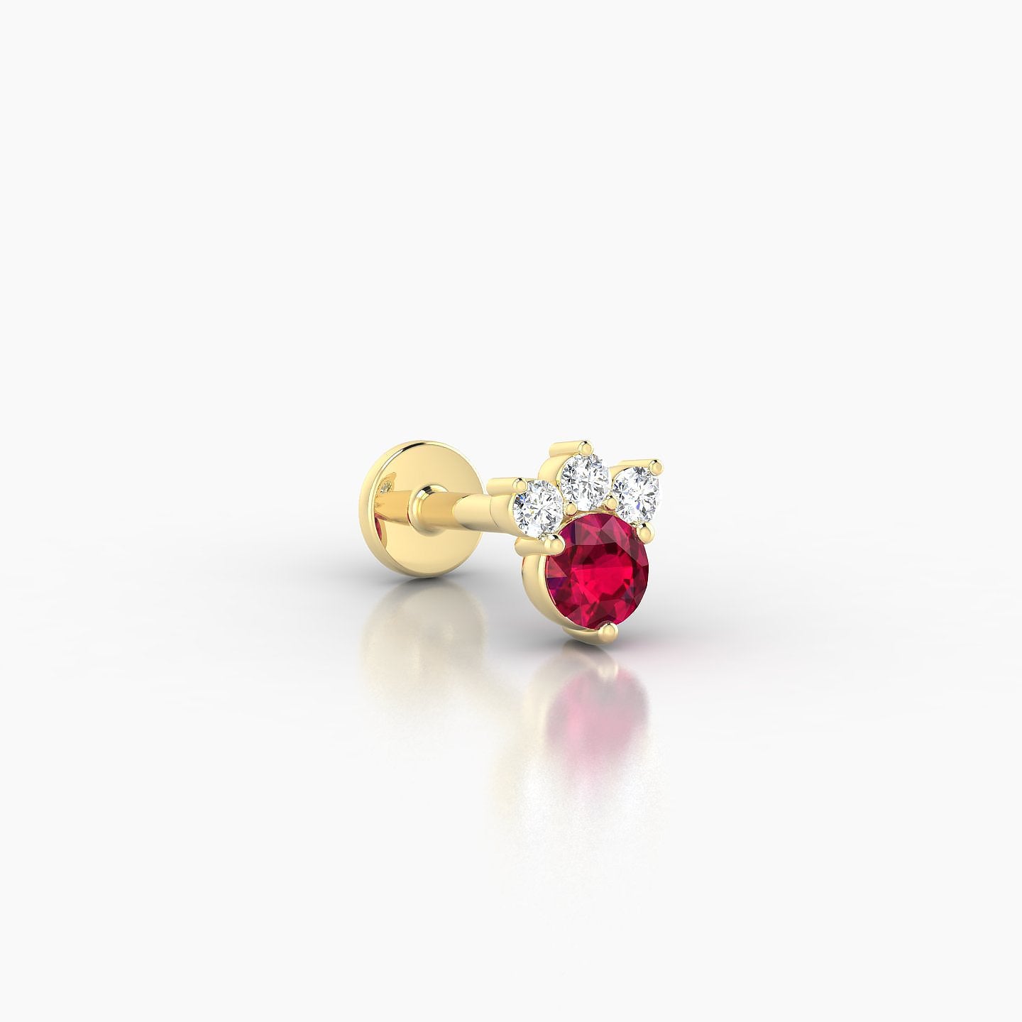 Sedna | 18k Yellow Gold 6.5 mm 5.5 mm Ruby & Diamond Nostril Piercing