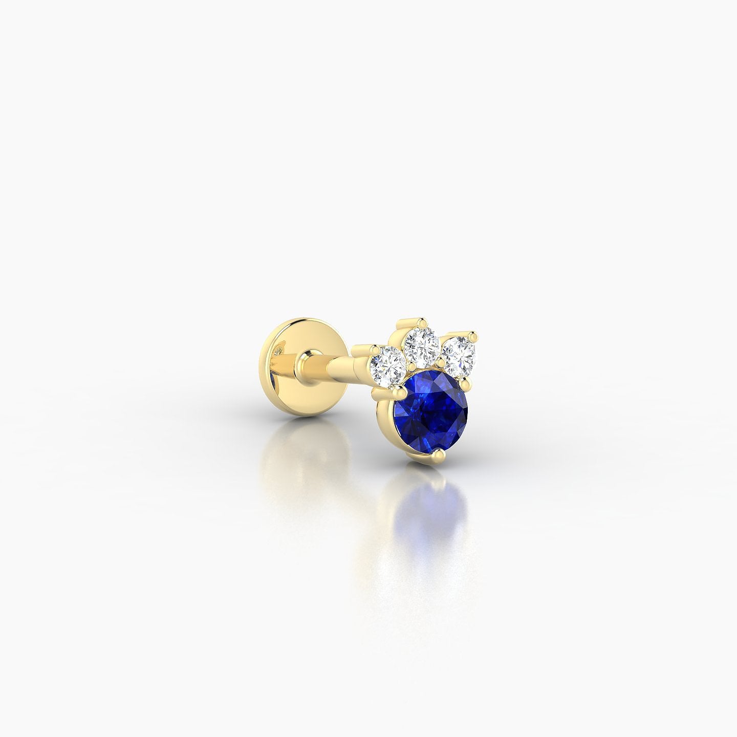 Sedna | 18k Yellow Gold 6.5 mm 5.5 mm Sapphire & Diamond Nostril Piercing