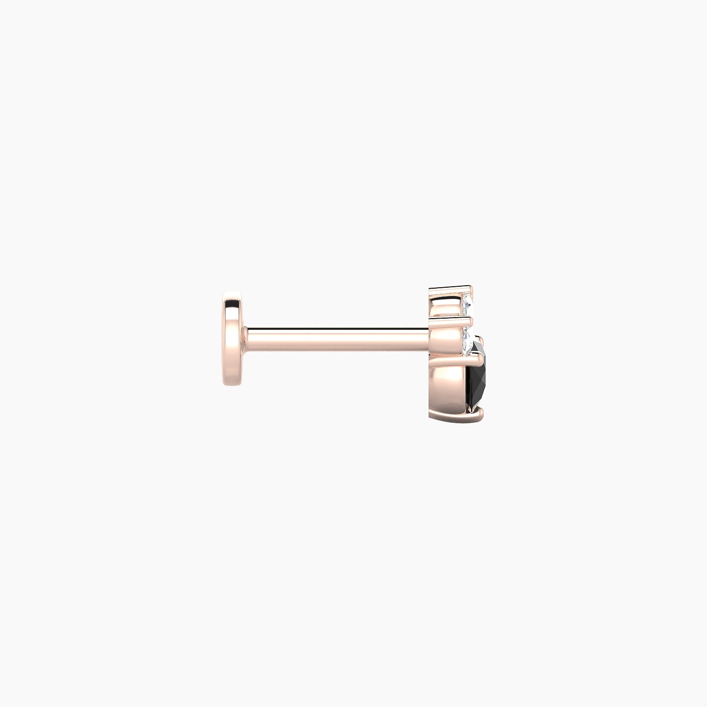 Sedna | 18k Rose Gold 6.5 mm 5.5 mm Black Diamond & Diamond Nostril Piercing