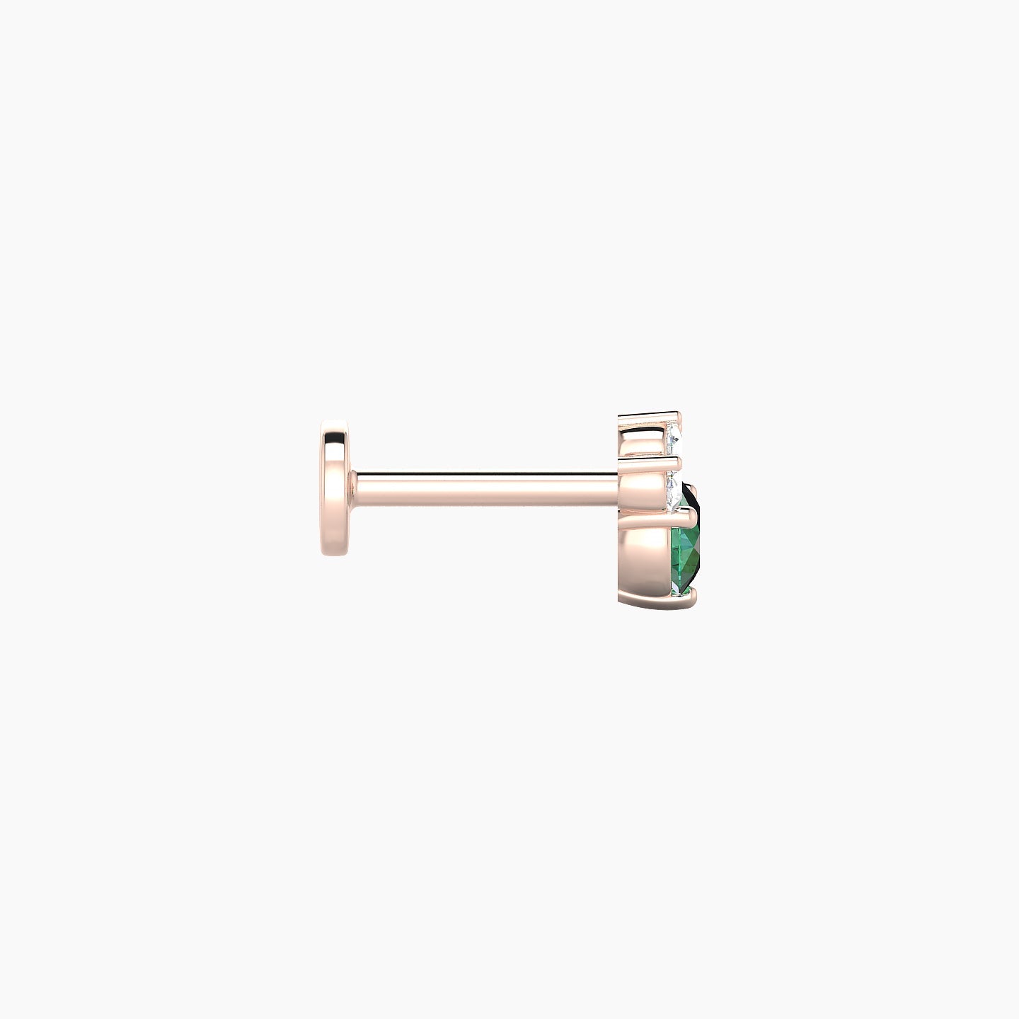 Sedna | 18k Rose Gold 6.5 mm 5.5 mm Emerald & Diamond Nostril Piercing