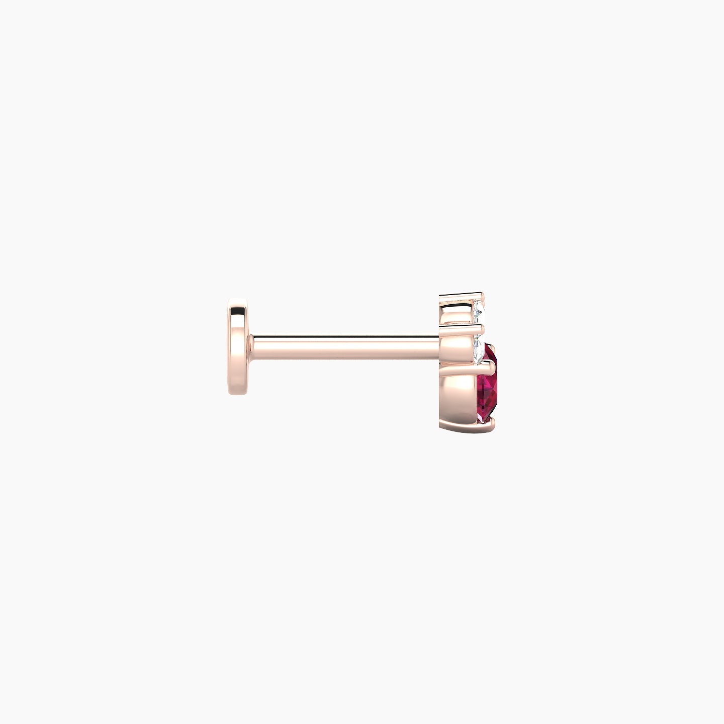 Sedna | 18k Rose Gold 6.5 mm 5.5 mm Ruby & Diamond Nostril Piercing