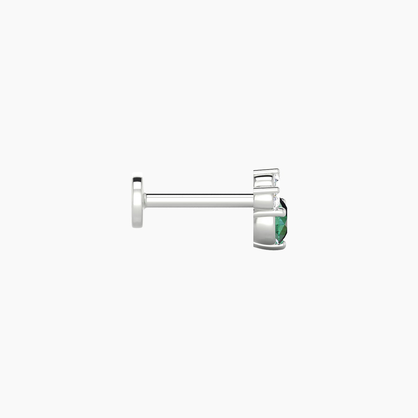 Sedna | 18k White Gold 6.5 mm 5.5 mm Emerald & Diamond Nostril Piercing