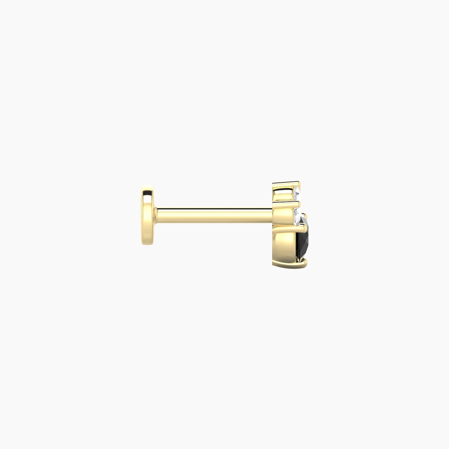 Sedna | 18k Yellow Gold 6.5 mm 5.5 mm Black Diamond & Diamond Nostril Piercing