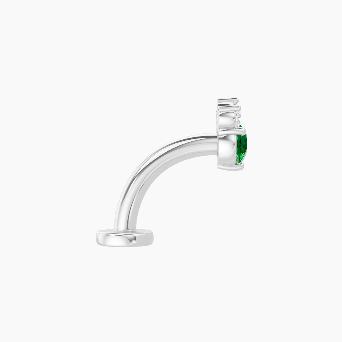 Sedna | 18k White Gold 8 mm 5.5 mm Emerald & Diamond Floating Navel Piercing