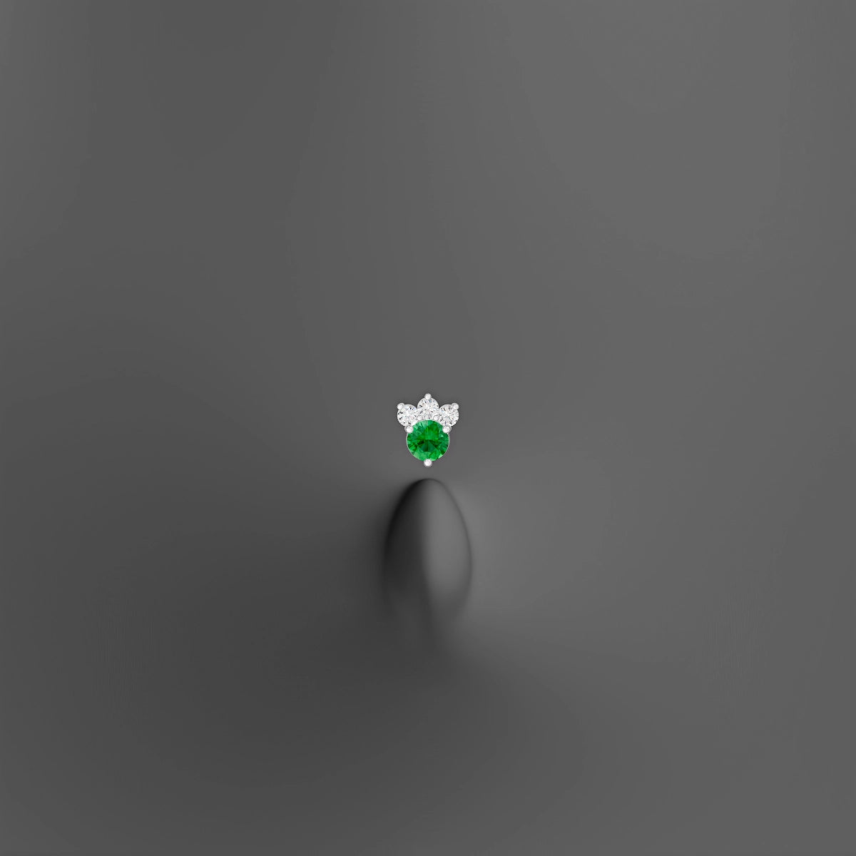 Sedna | 18k White Gold 8 mm 5.5 mm Emerald & Diamond Floating Navel Piercing