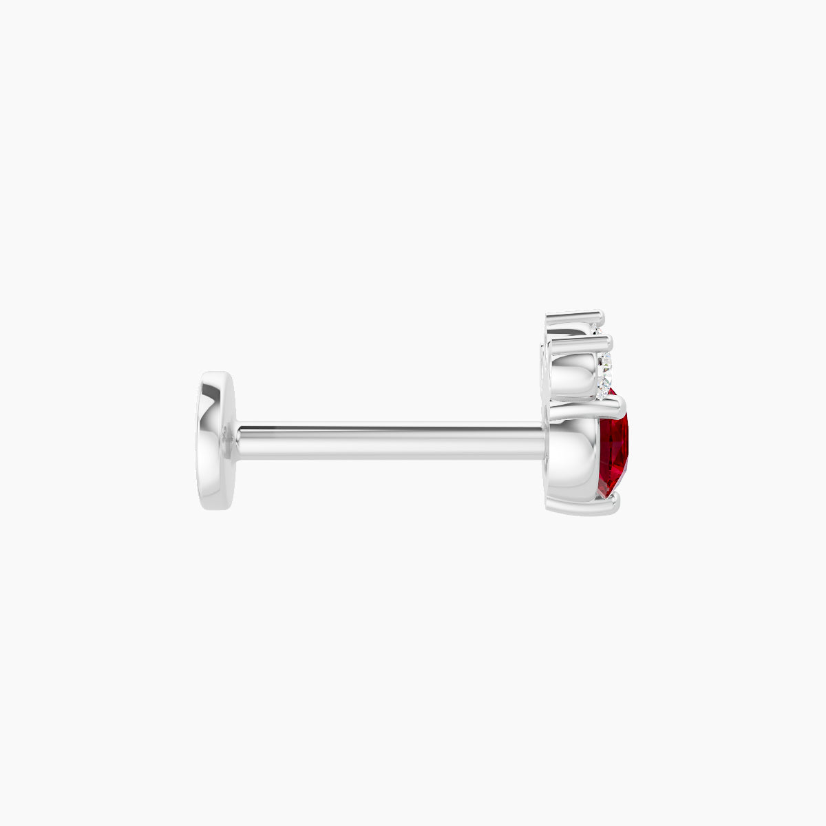 Sedna | 18k White Gold 8 mm 5.5 mm Ruby & Diamond Nose Piercing