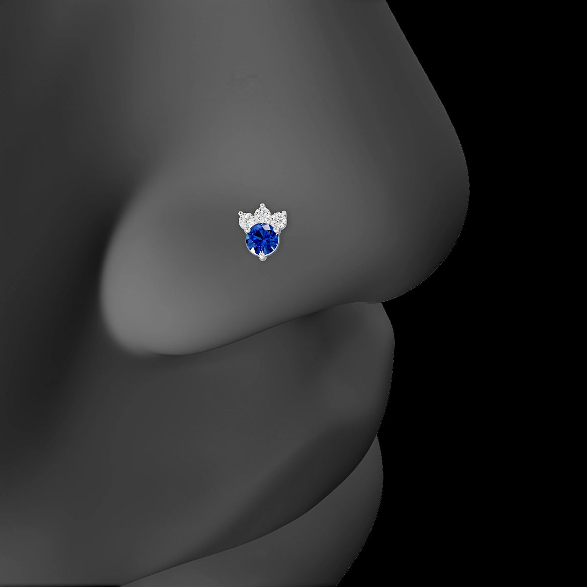 Sedna | 18k White Gold 8 mm 5.5 mm Sapphire & Diamond Nose Piercing