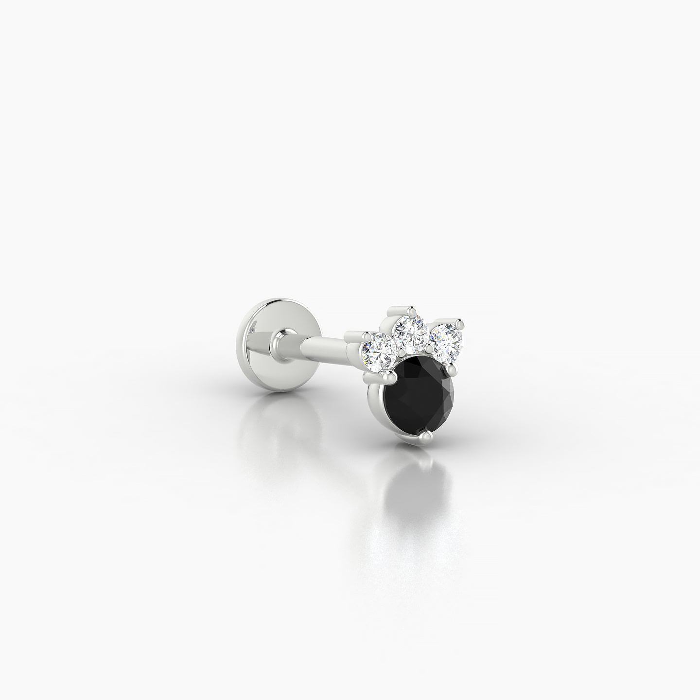 Sedna | 18k White Gold 8 mm 5.5 mm Black Diamond & Diamond Nostril Piercing