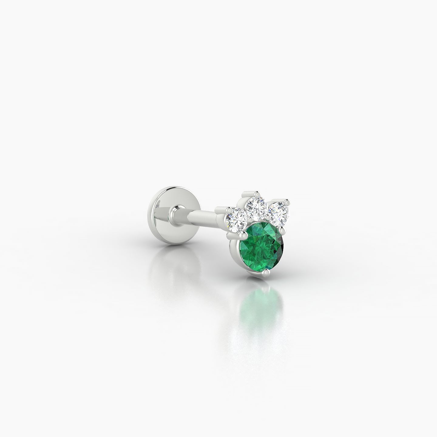 Sedna | 18k White Gold 8 mm 5.5 mm Emerald & Diamond Nostril Piercing