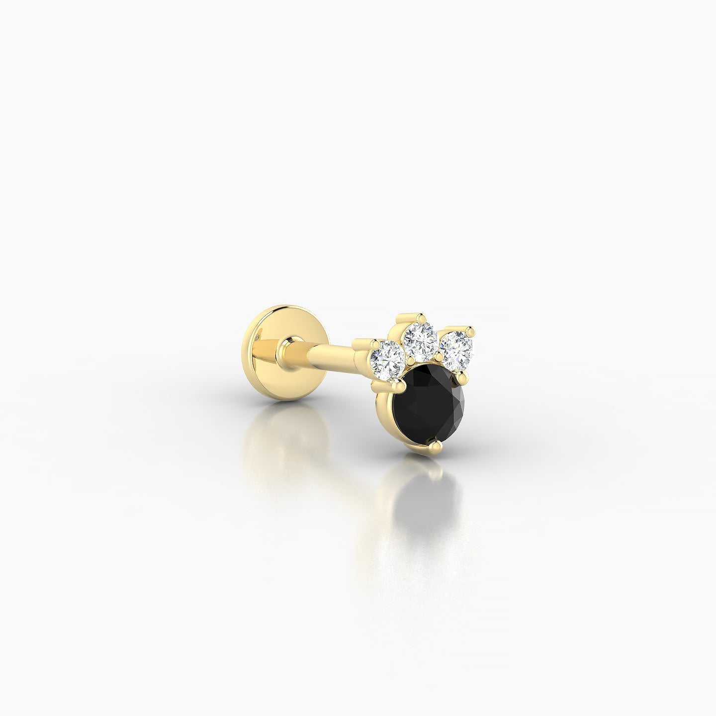 Sedna | 18k Yellow Gold 8 mm 5.5 mm Black Diamond & Diamond Nostril Piercing