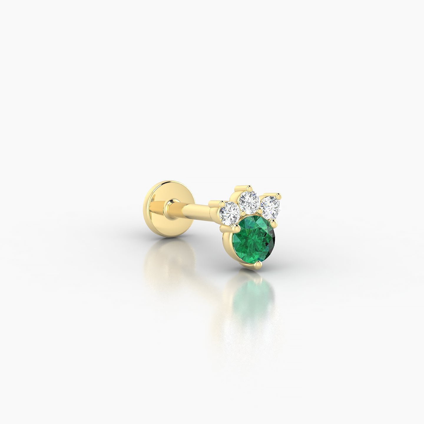 Sedna | 18k Yellow Gold 8 mm 5.5 mm Emerald & Diamond Nostril Piercing