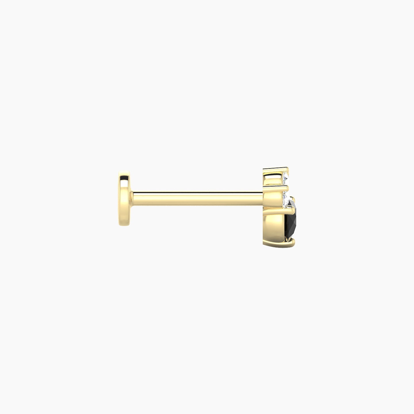 Sedna | 18k Yellow Gold 8 mm 5.5 mm Black Diamond & Diamond Nostril Piercing