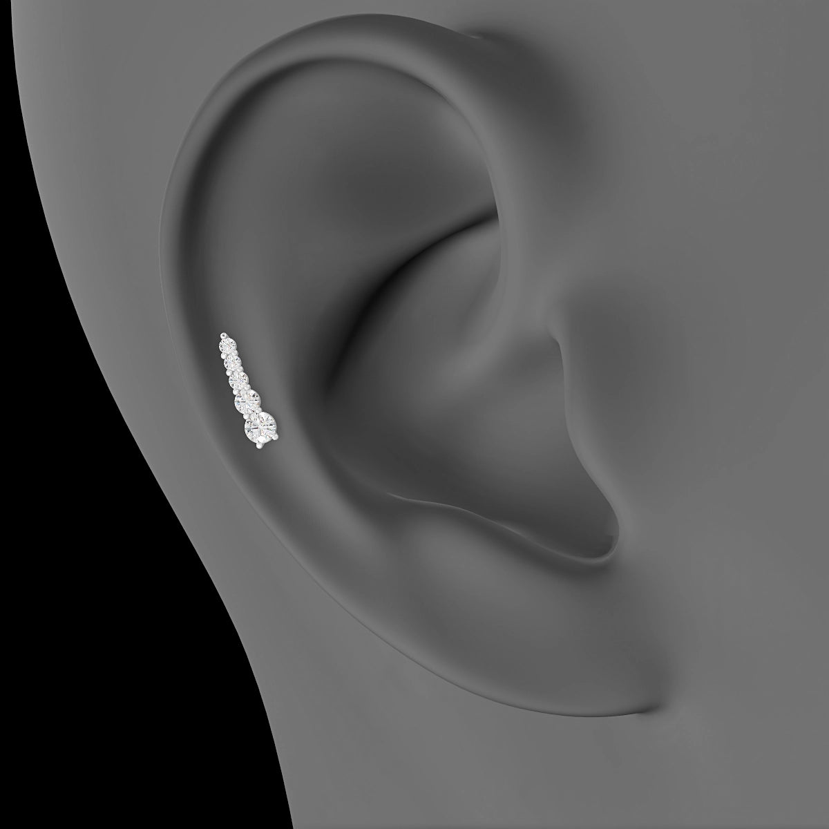 Serthus | 18k White Gold 10 mm 5 mm Long Diamond Right Piercing