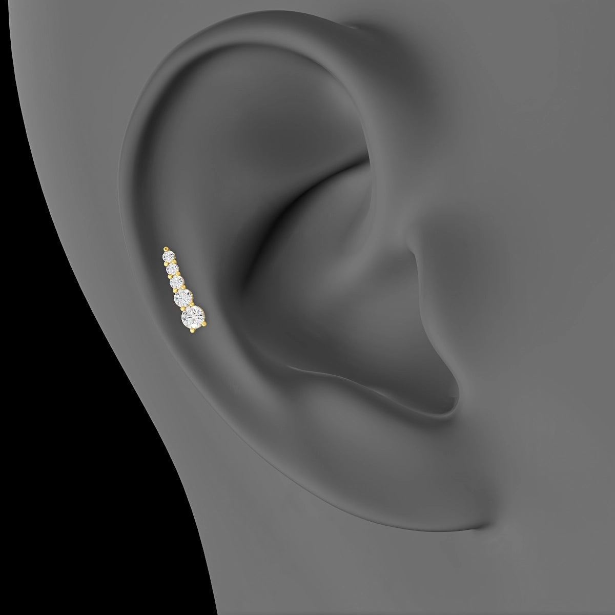 Serthus | 18k Yellow Gold 10 mm 6.5 mm Long Diamond Right Piercing