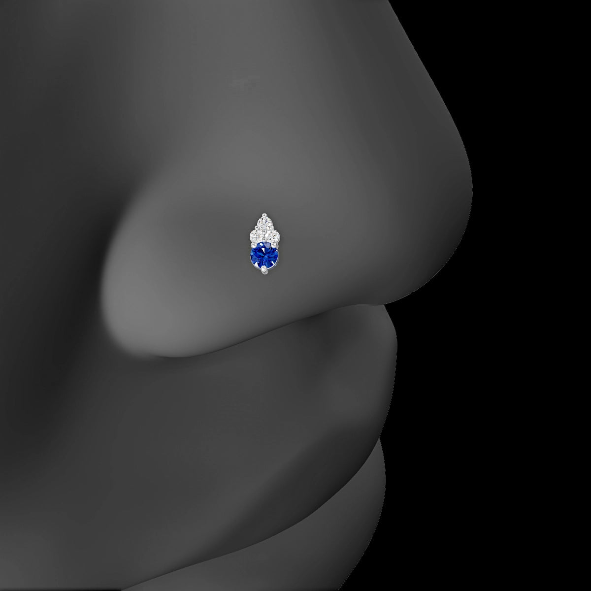 Sif | 18k White Gold 5 mm 5.5 mm Sapphire & Diamond Nose Piercing