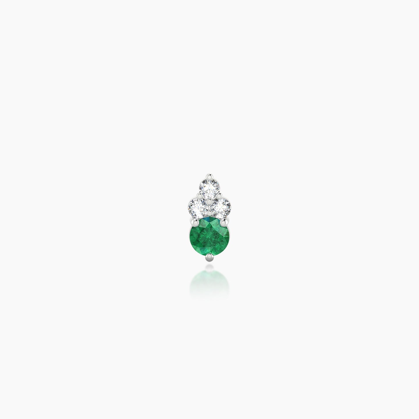 Sif | 18k White Gold 5 mm 6 mm Emerald & Diamond Nostril Piercing