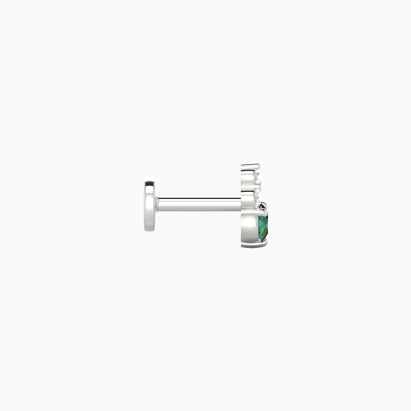 Sif | 18k White Gold 5 mm 6 mm Emerald & Diamond Nostril Piercing