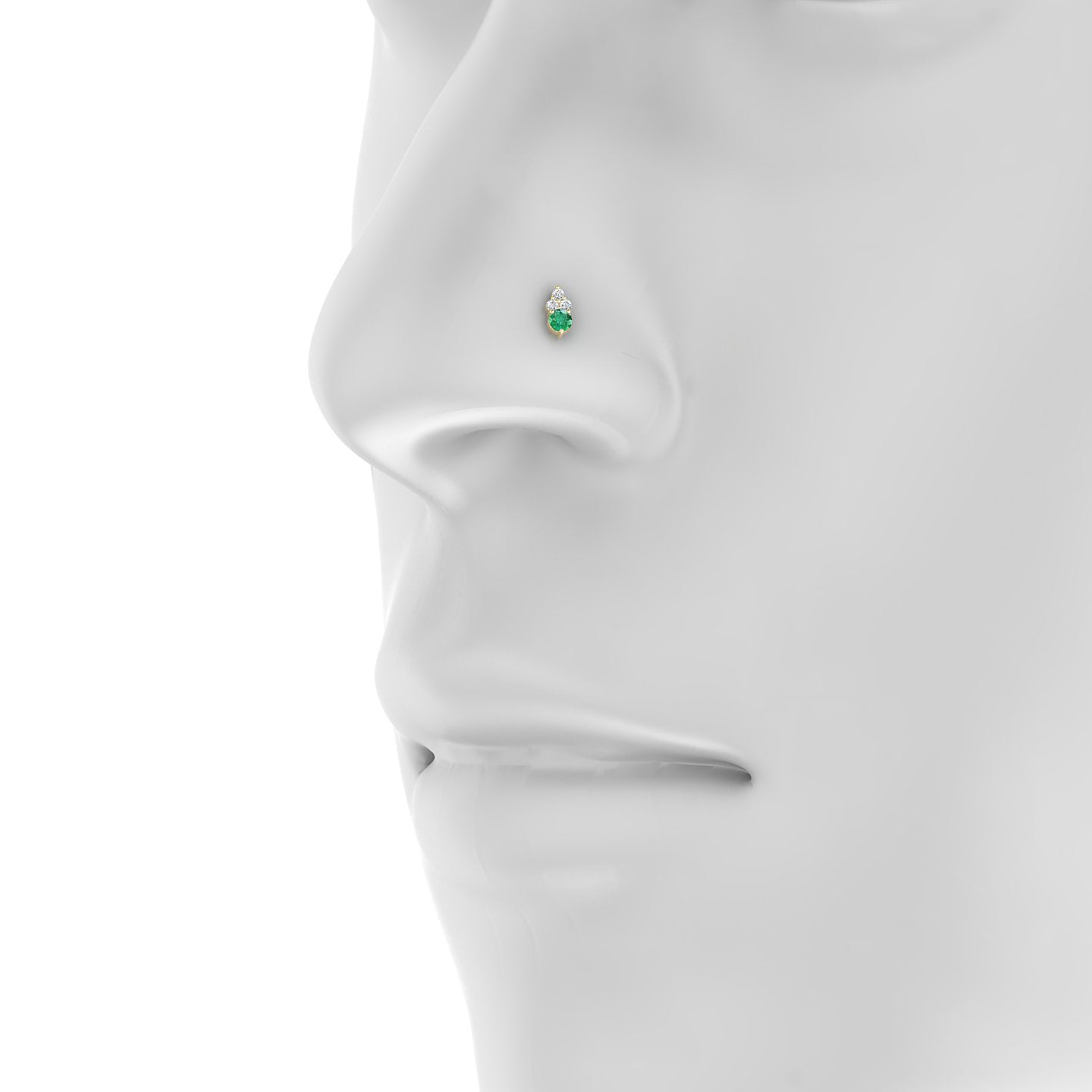 Sif | 18k Yellow Gold 5 mm 6 mm Emerald & Diamond Nostril Piercing