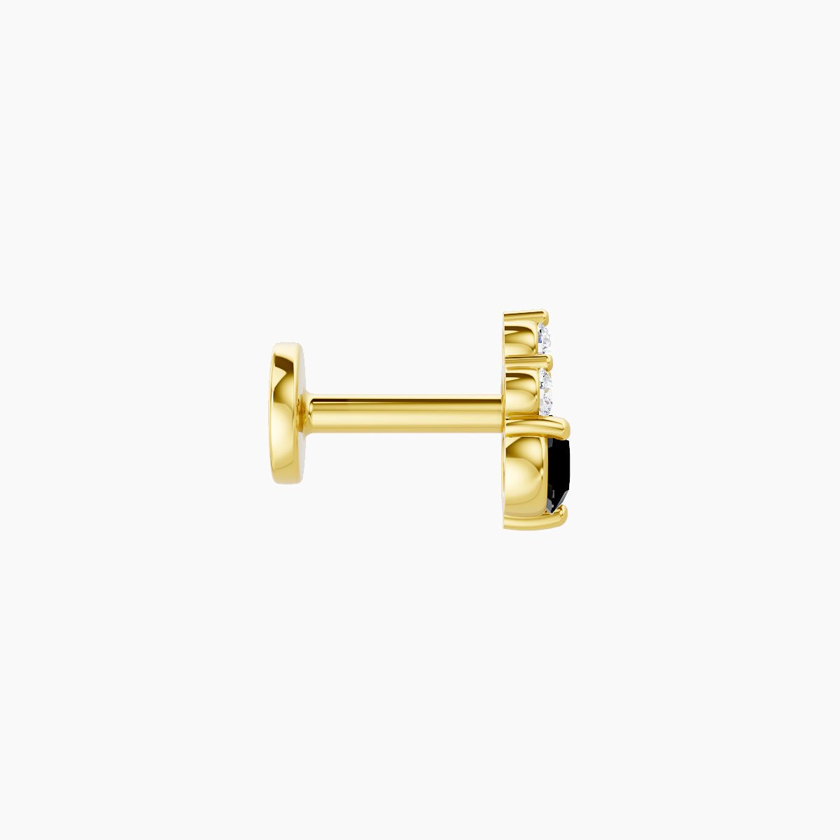Sif | 18k Yellow Gold 5 mm 5.5 mm Black Diamond & Diamond Piercing