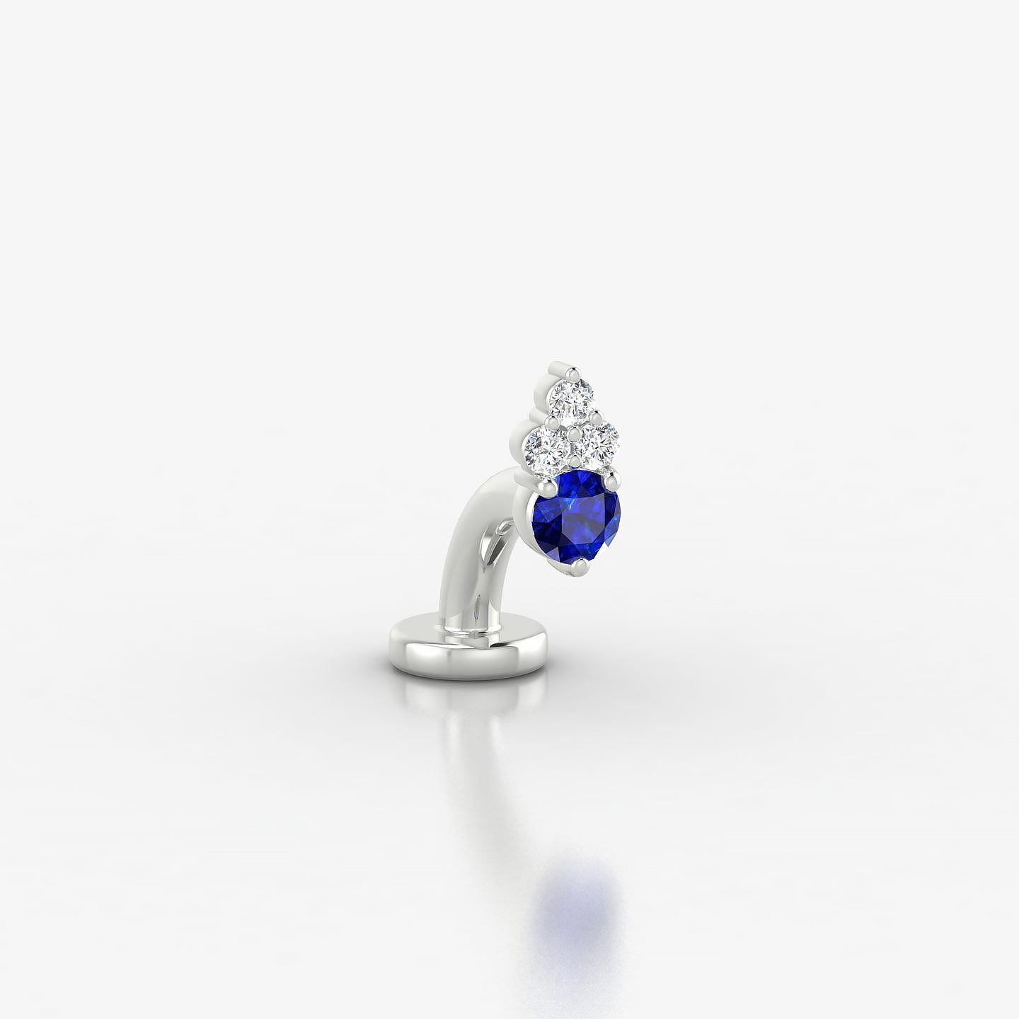 Sif | 18k White Gold 6 mm 6 mm Sapphire & Diamond Floating Navel Piercing