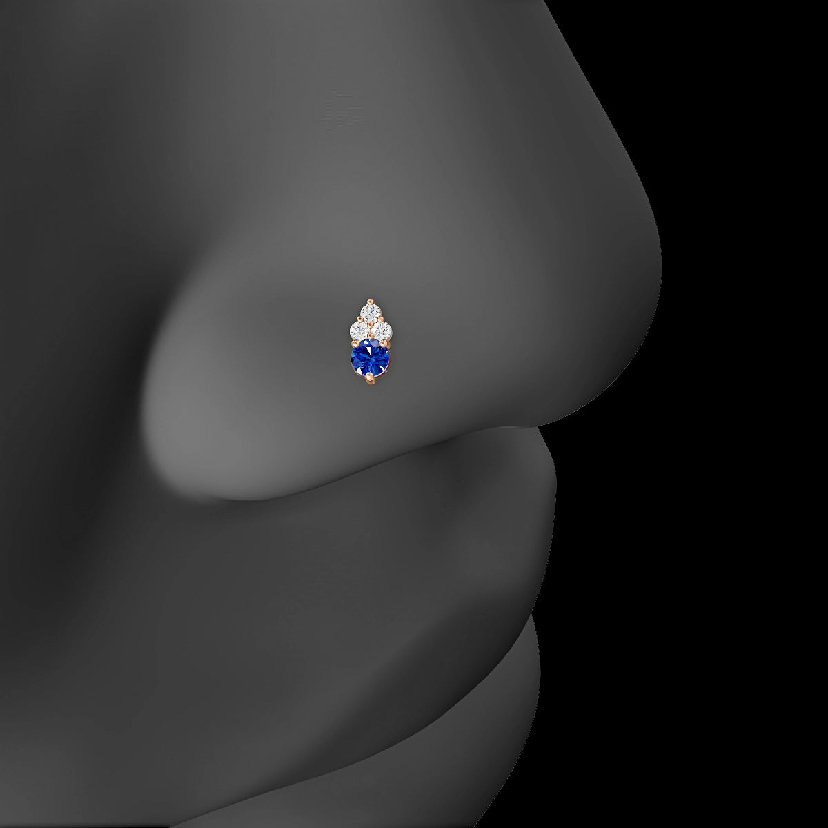 Sif | 18k Rose Gold 6.5 mm 5.5 mm Sapphire & Diamond Nose Piercing