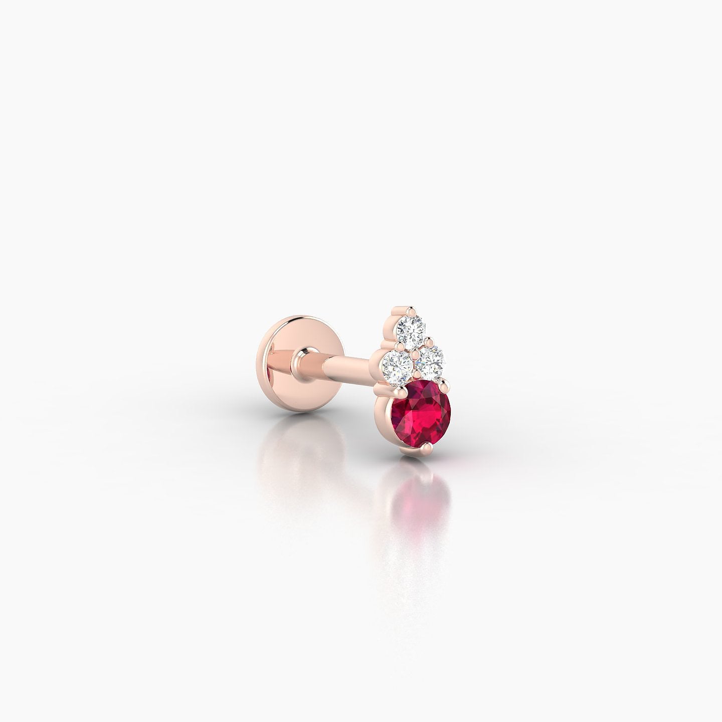 Sif | 18k Rose Gold 6.5 mm 6 mm Ruby & Diamond Nostril Piercing