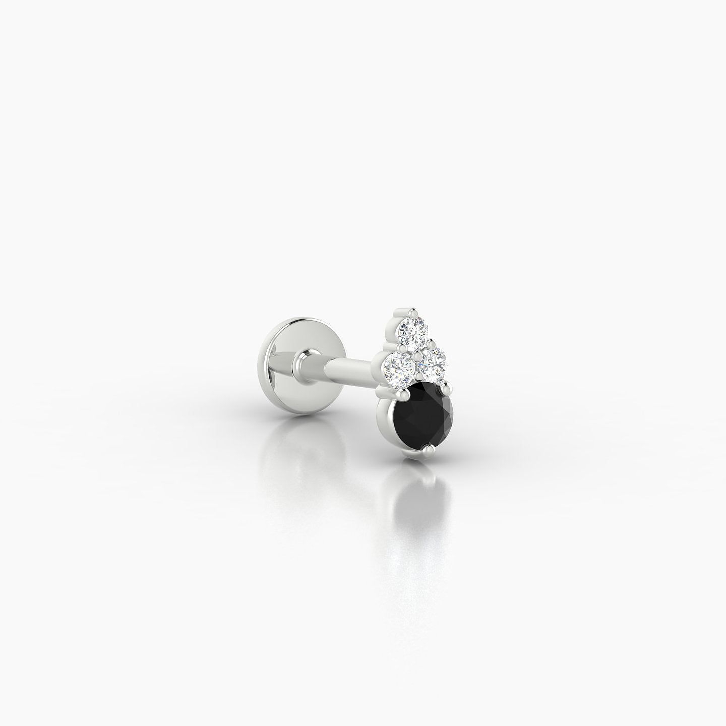 Sif | 18k White Gold 6.5 mm 6 mm Black Diamond & Diamond Nostril Piercing