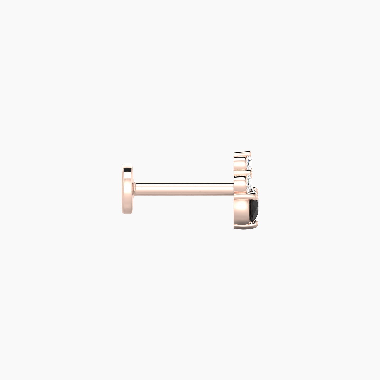 Sif | 18k Rose Gold 6.5 mm 6 mm Black Diamond & Diamond Nostril Piercing