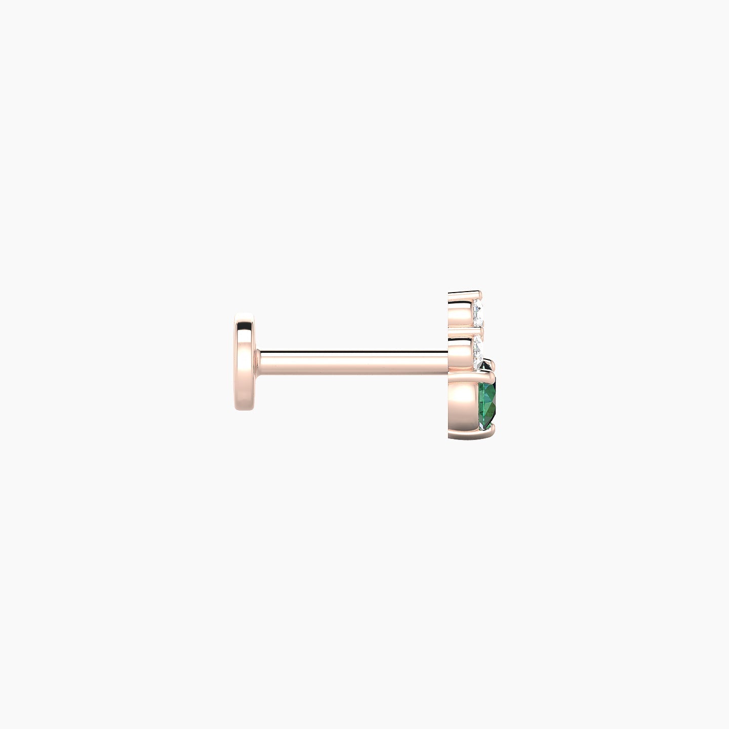 Sif | 18k Rose Gold 6.5 mm 6 mm Emerald & Diamond Nostril Piercing