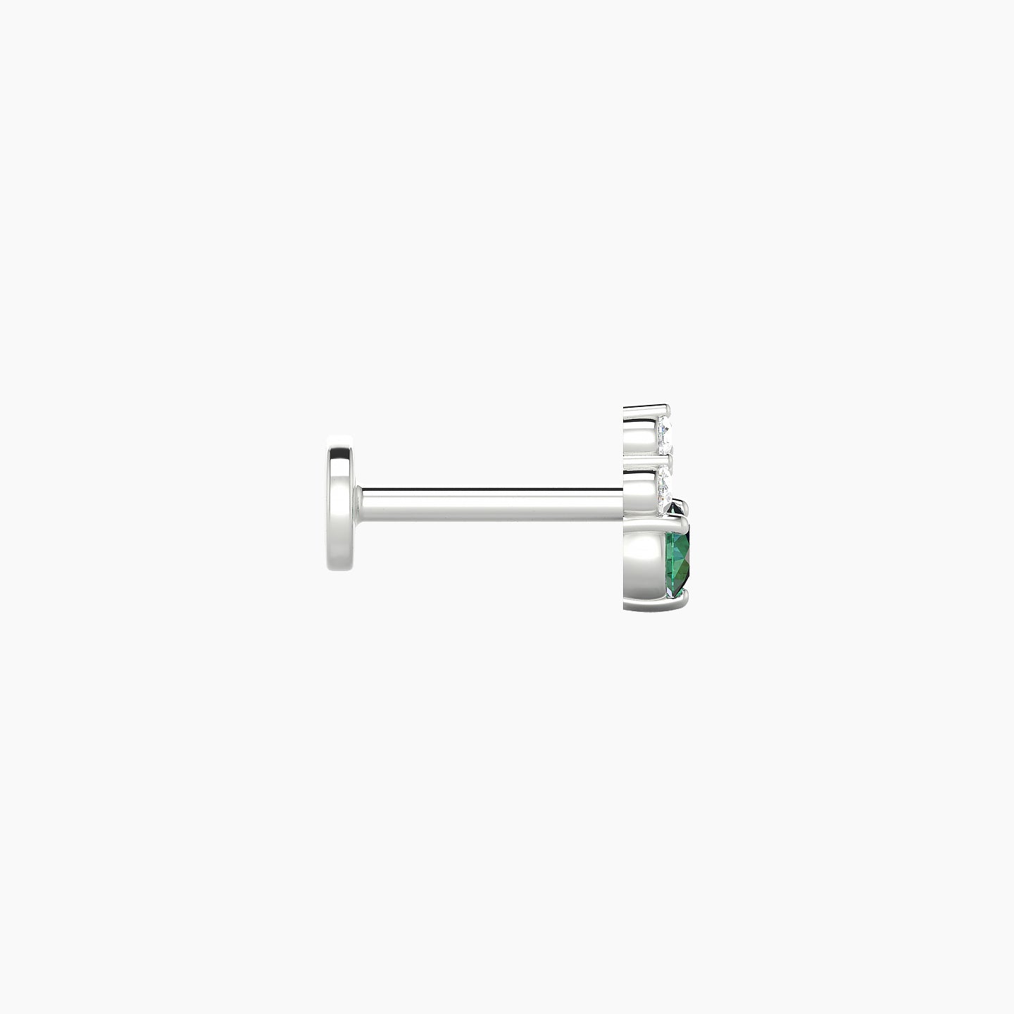 Sif | 18k White Gold 6.5 mm 6 mm Emerald & Diamond Nostril Piercing