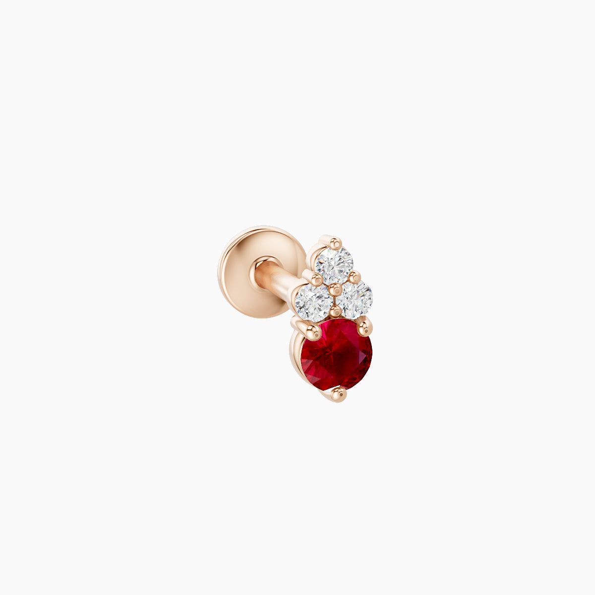 Sif | 18k Rose Gold 6.5 mm 5.5 mm Ruby & Diamond Piercing
