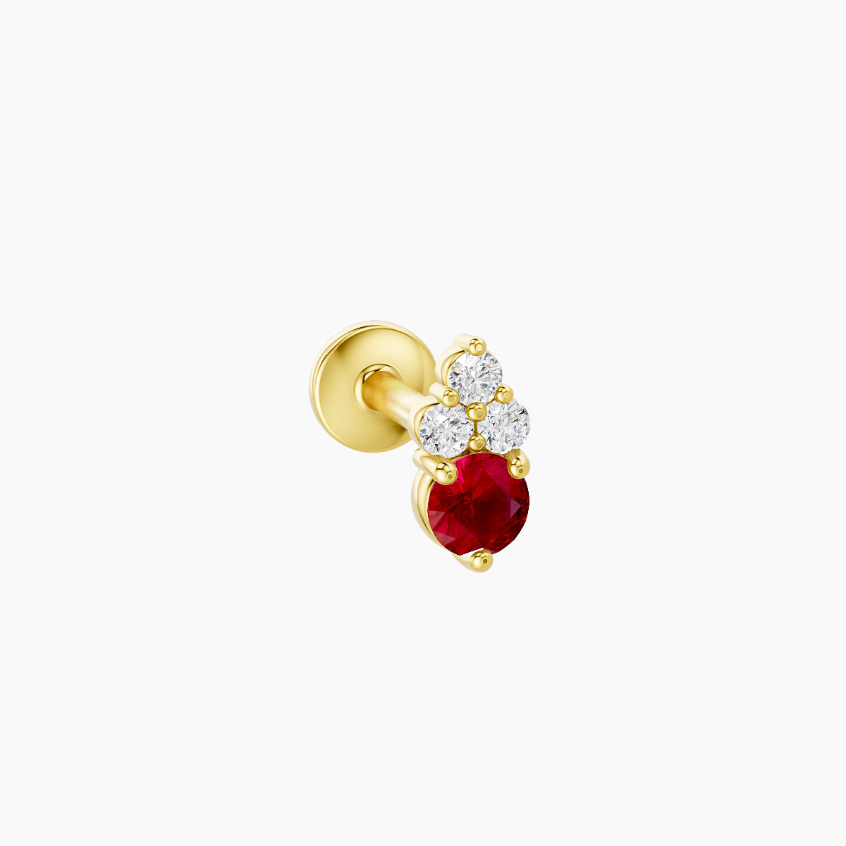 Sif | 18k Yellow Gold 6.5 mm 5.5 mm Ruby & Diamond Piercing