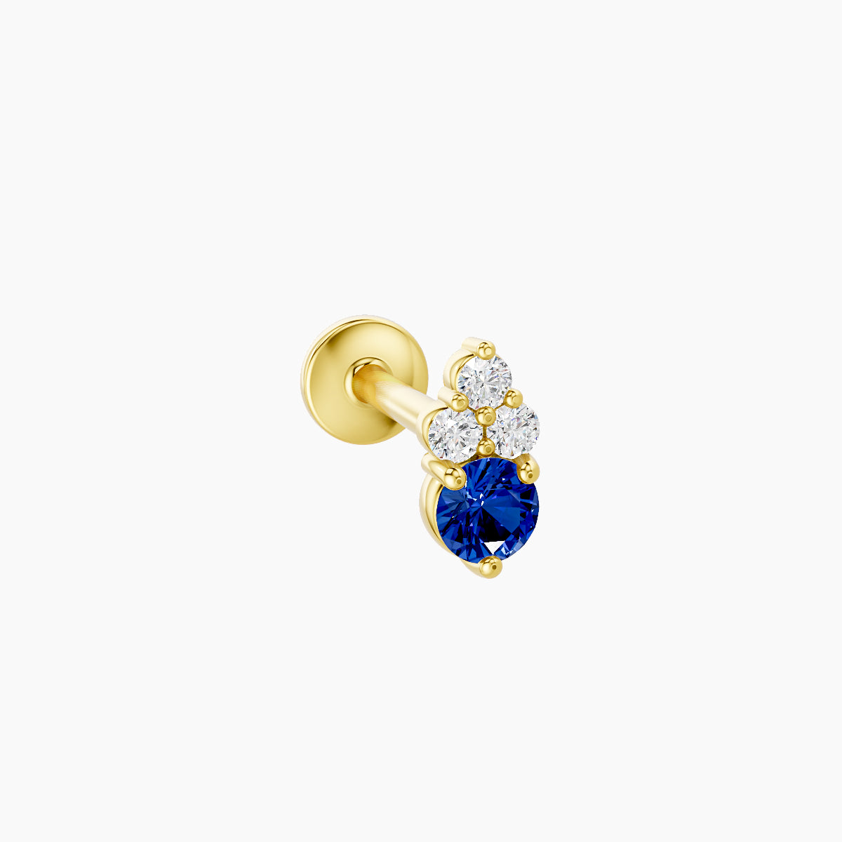 Sif | 18k Yellow Gold 8 mm 5.5 mm Sapphire & Diamond Nose Piercing