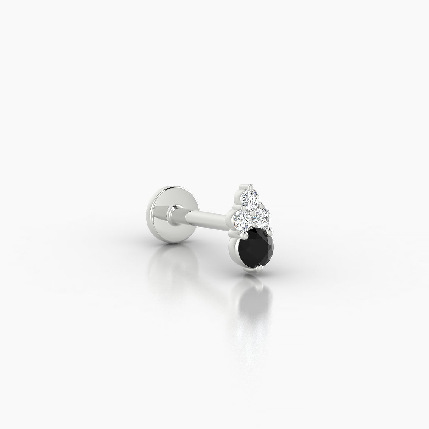 Sif | 18k White Gold 8 mm 6 mm Black Diamond & Diamond Nostril Piercing