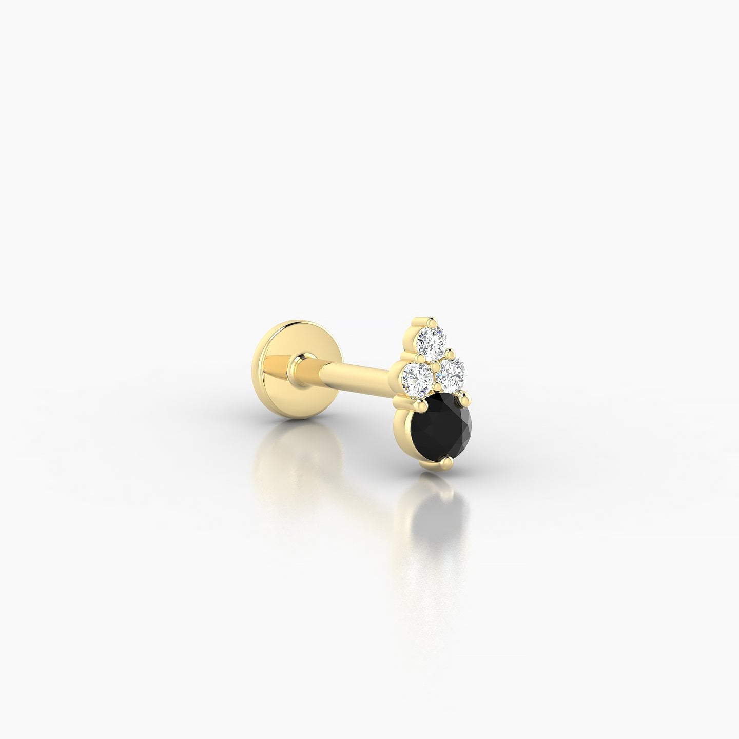 Sif | 18k Yellow Gold 8 mm 6 mm Black Diamond & Diamond Nostril Piercing