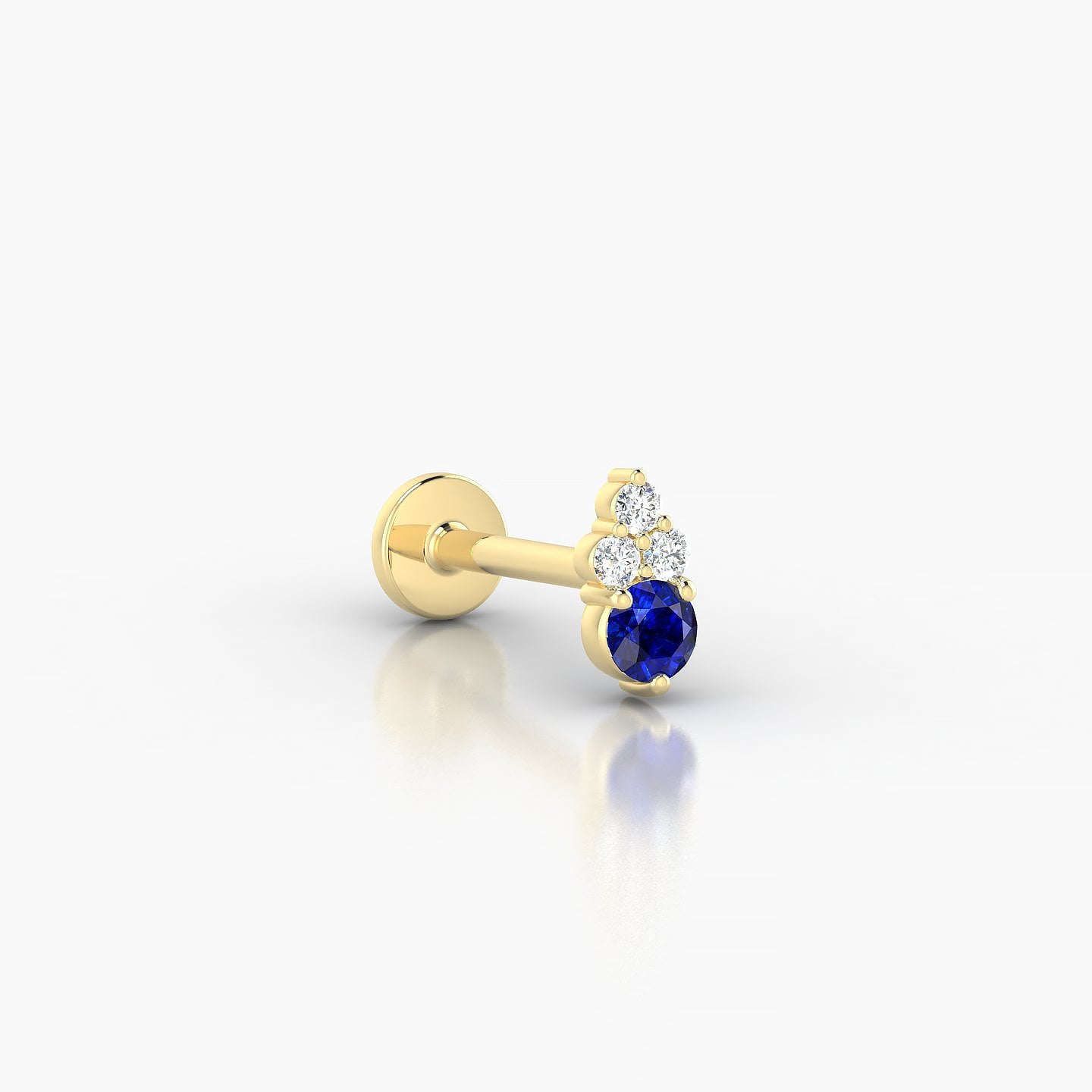 Sif | 18k Yellow Gold 8 mm 6 mm Sapphire & Diamond Nostril Piercing