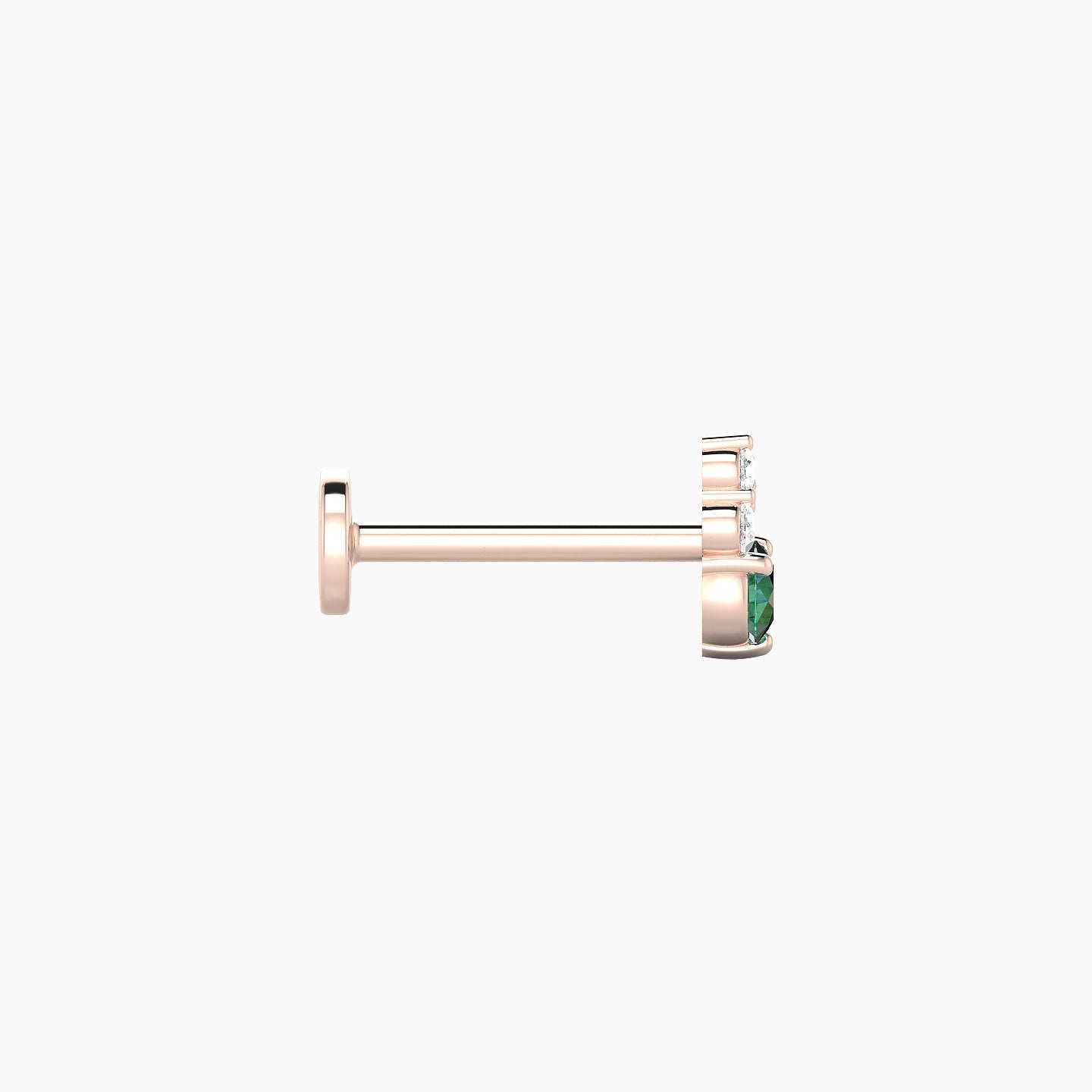 Sif | 18k Rose Gold 8 mm 6 mm Emerald & Diamond Nostril Piercing