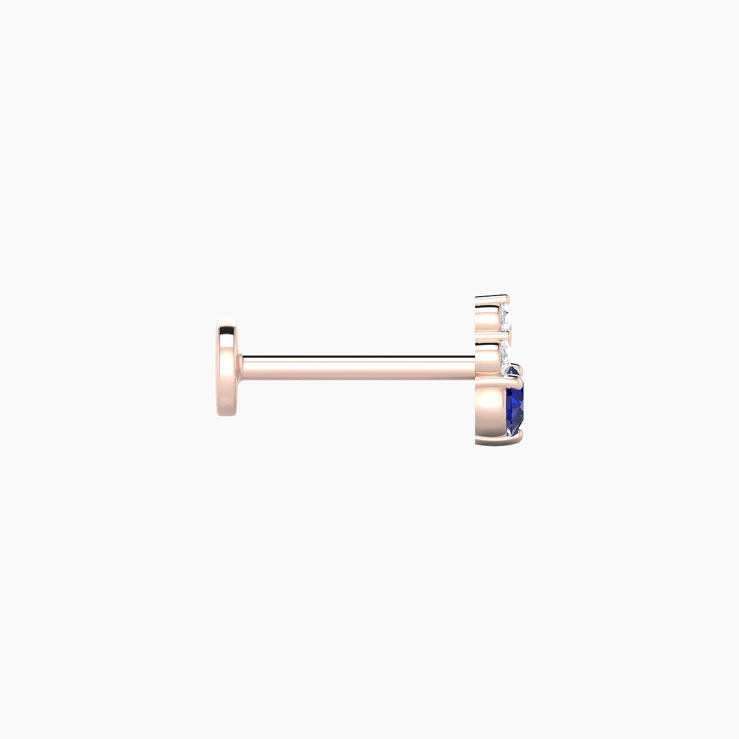 Sif | 18k Rose Gold 8 mm 6 mm Sapphire & Diamond Nostril Piercing