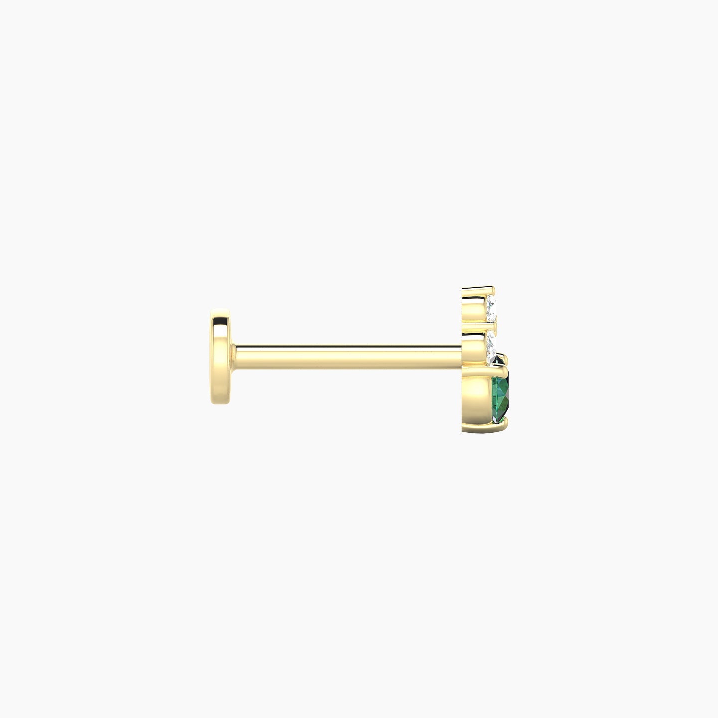 Sif | 18k Yellow Gold 8 mm 6 mm Emerald & Diamond Nostril Piercing