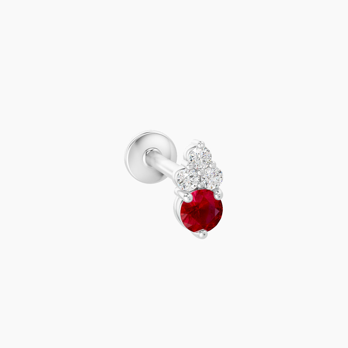 Sif | 18k White Gold 8 mm 5.5 mm Ruby & Diamond Piercing