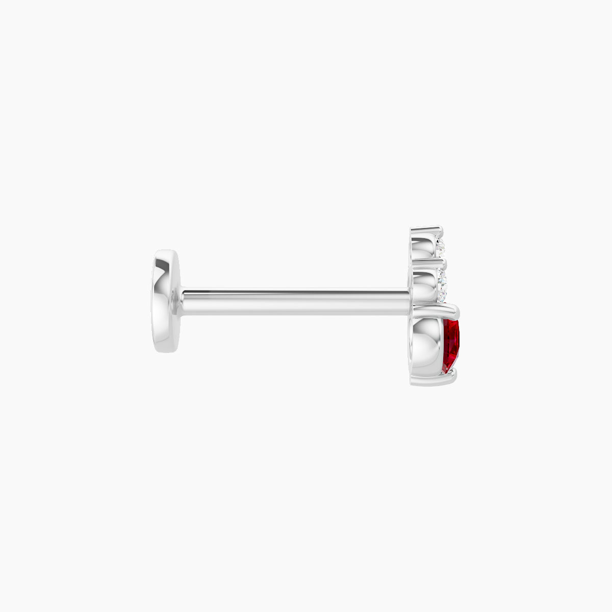 Sif | 18k White Gold 8 mm 5.5 mm Ruby & Diamond Piercing