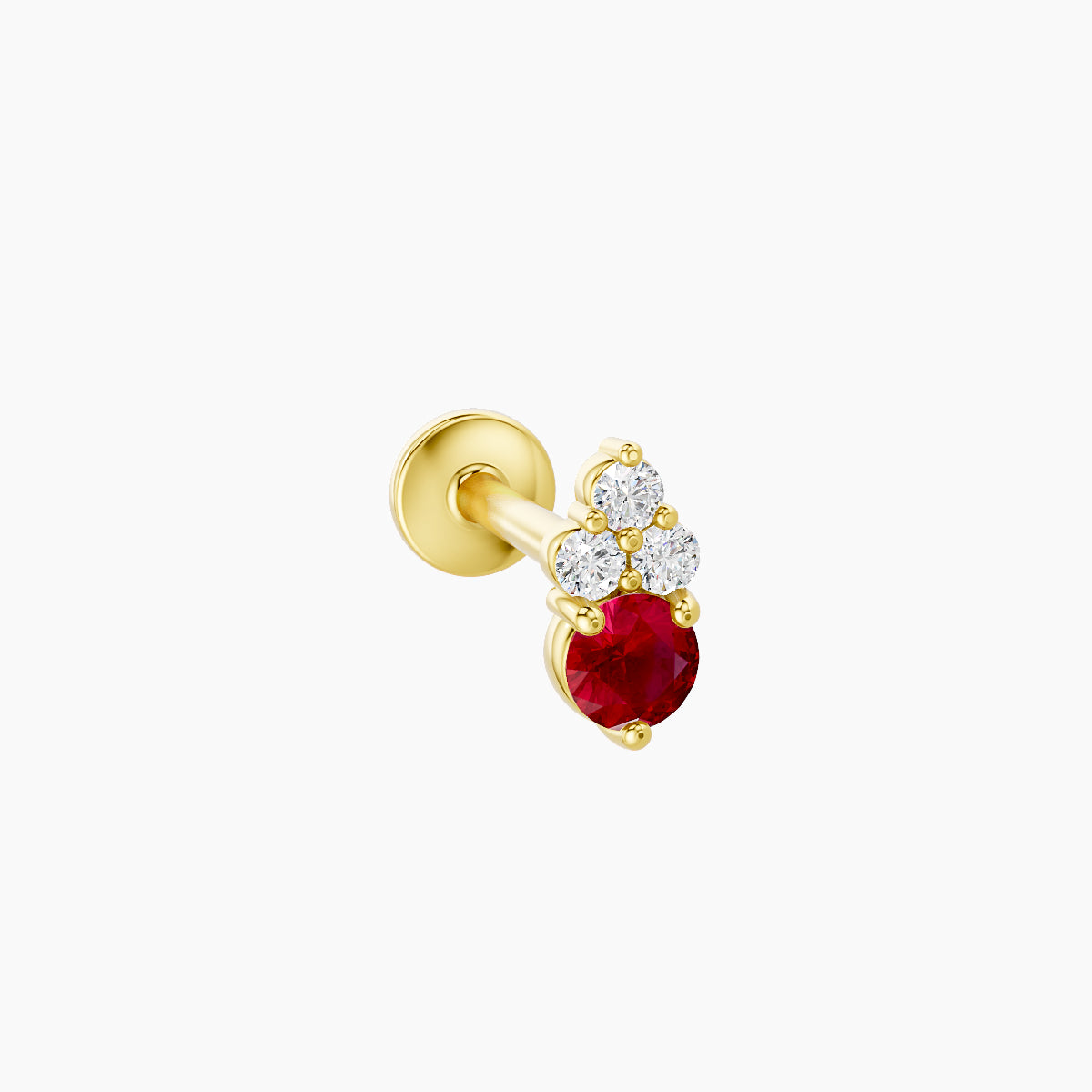 Sif | 18k Yellow Gold 8 mm 5.5 mm Ruby & Diamond Piercing