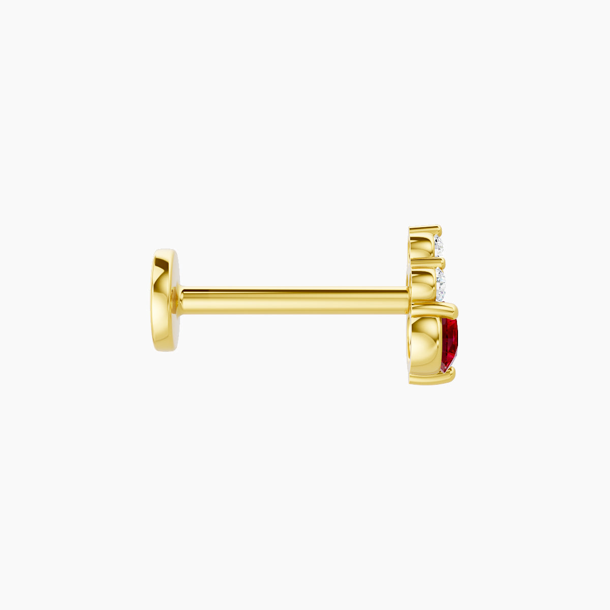Sif | 18k Yellow Gold 8 mm 5.5 mm Ruby & Diamond Piercing