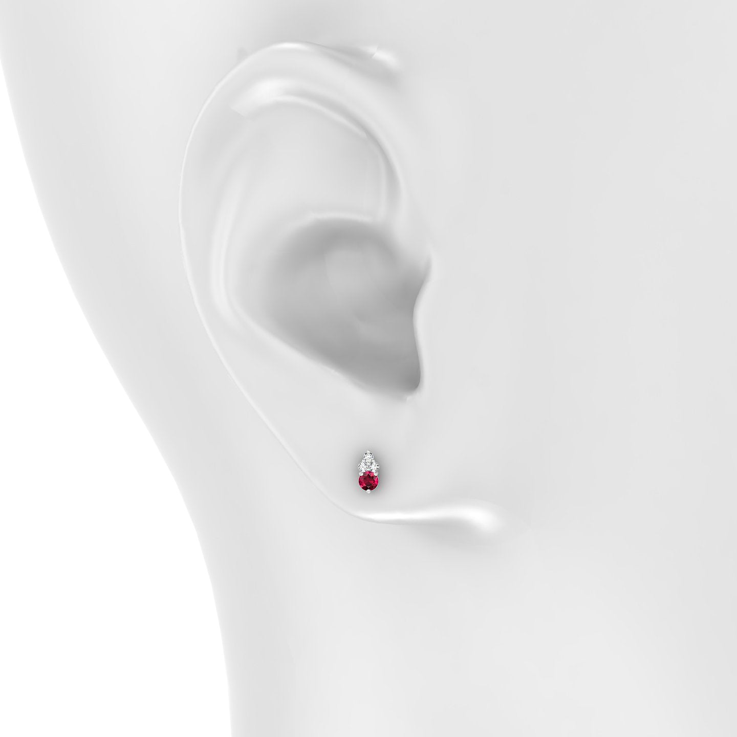 Sif | 18k White Gold 8 mm 5.5 mm Ruby & Diamond Piercing